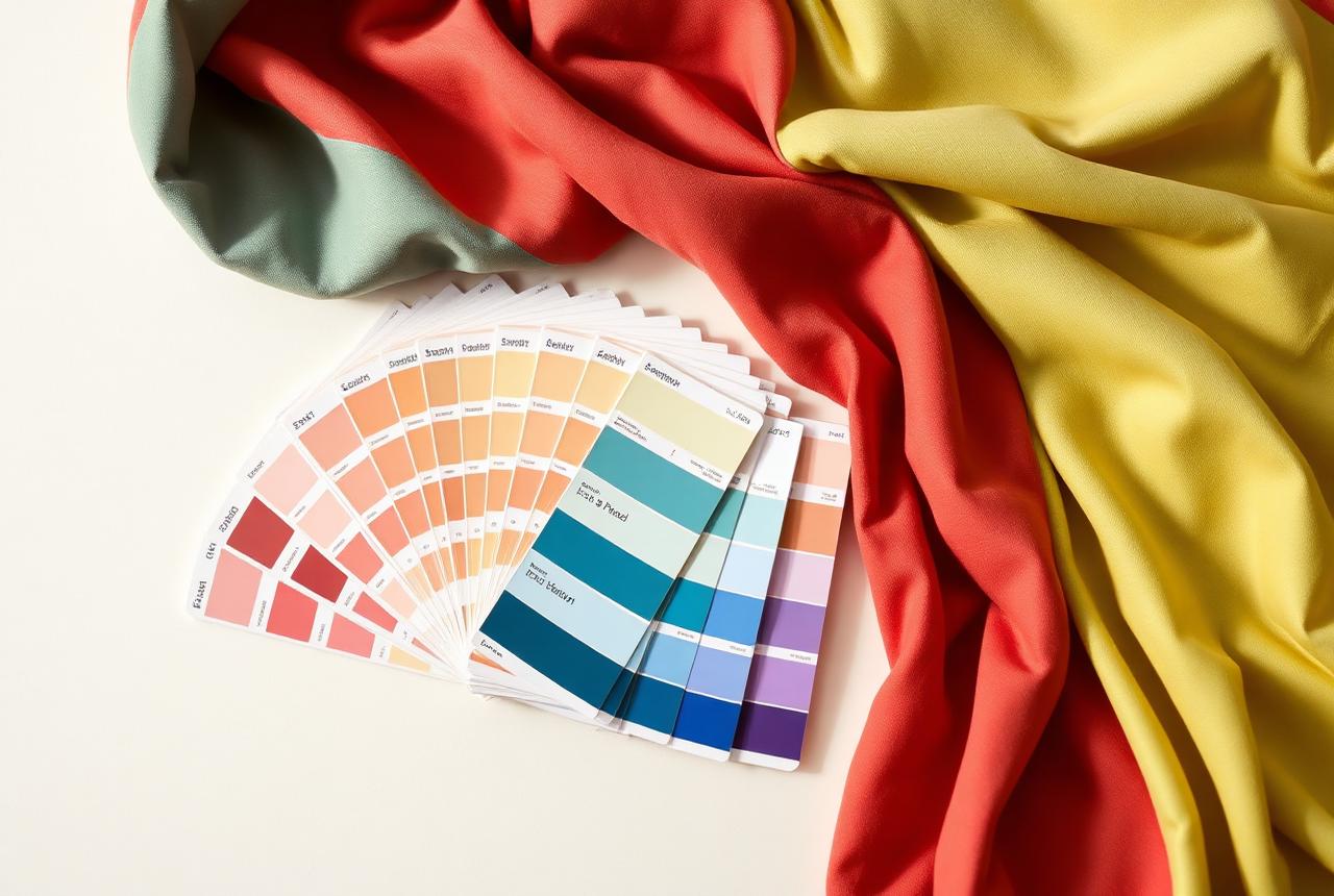 Cartelas de coloração pessoal ao lado de tecidos coloridos